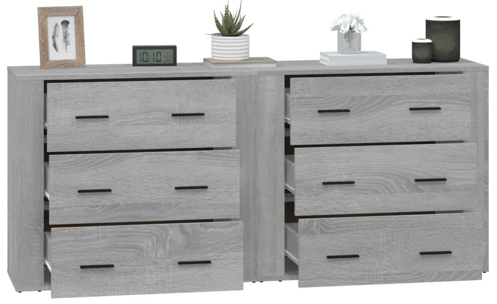 vidaXL Ντουλάπι 2 τεμ. Γκρι Sonoma από Επεξεργασμένο Ξύλο