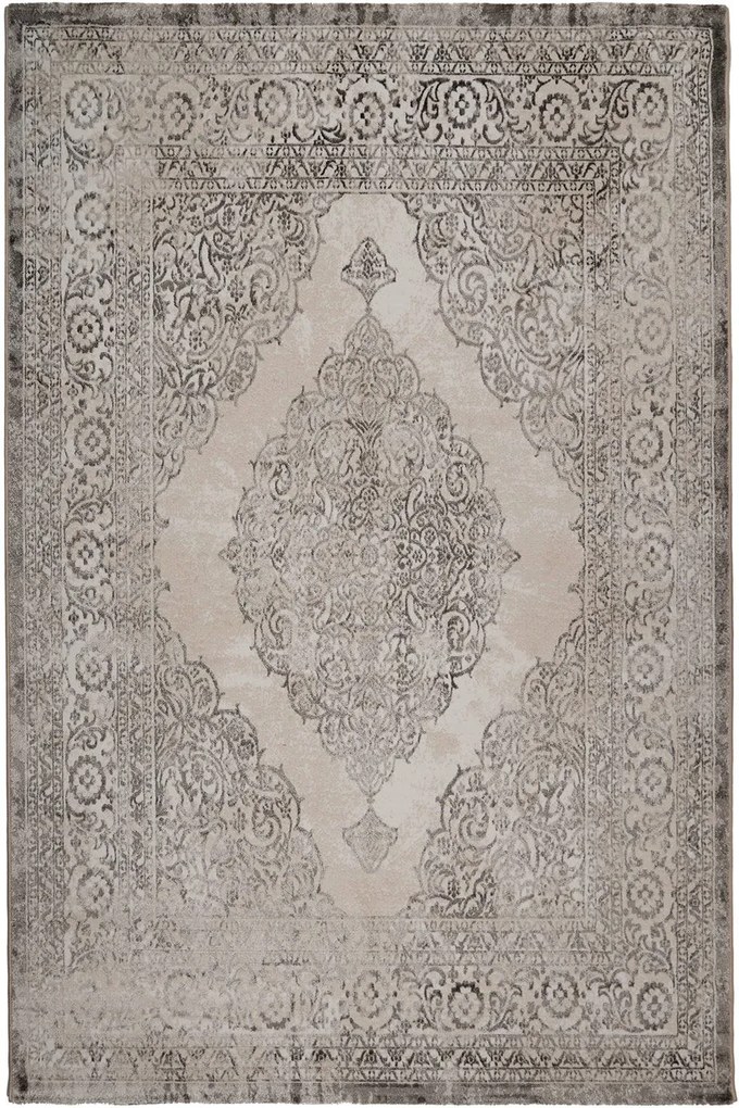 Χαλί Gossip 6185A White Vison Ecru-Grey Βιοκαρπέτ 160X230cm