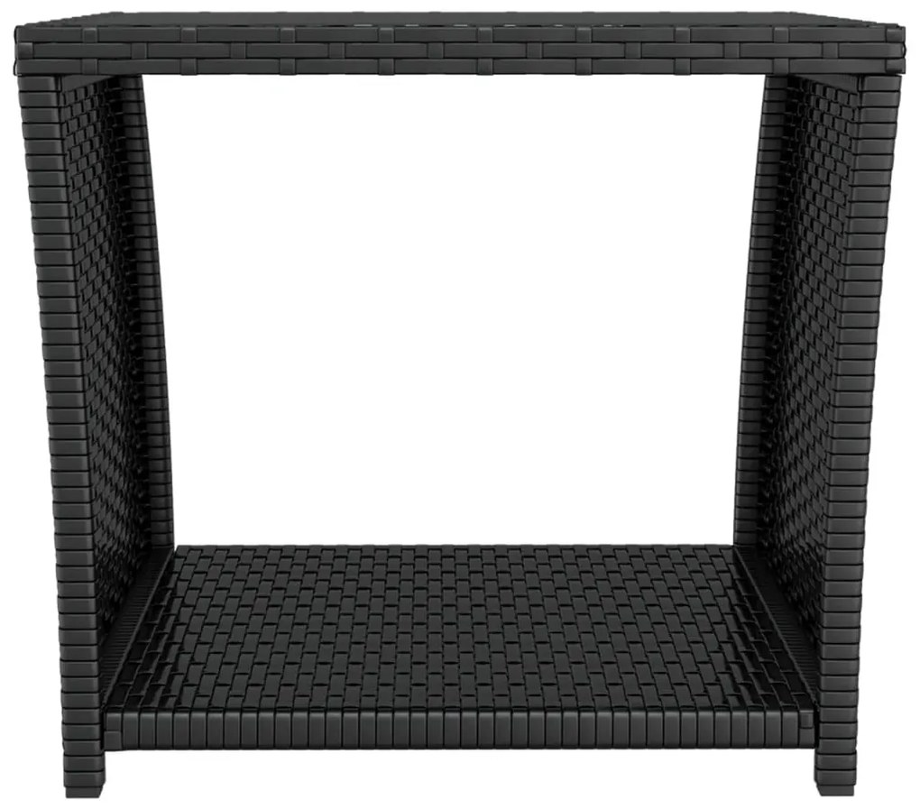 vidaXL Τραπεζάκι με Γυάλινη Επιφάνεια Μαύρο Συνθ. Ρατάν &amp; Ψημένο Γυαλί