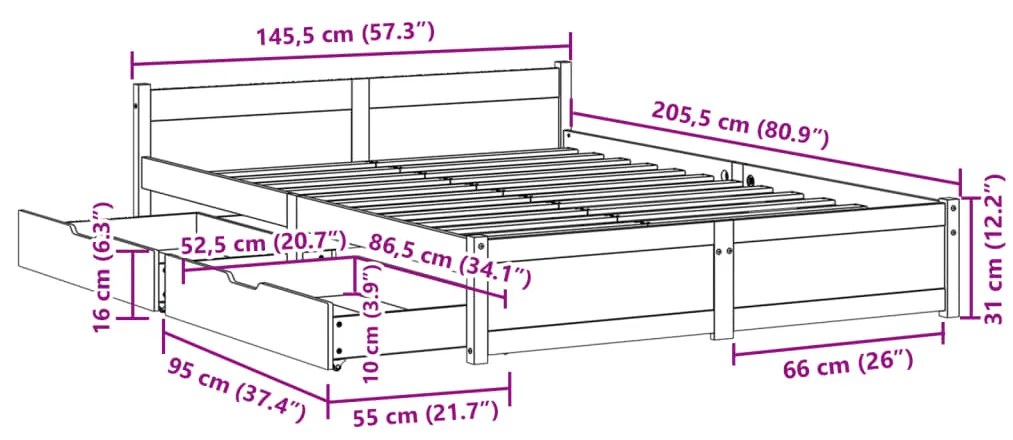 ΣΚΕΛΕΤΟΣ ΚΡΕΒΑΤΙΟΥ ΧΩΡΙΣ ΣΤΡΩΜΑ 140X200 ΕΚ ΜΑΣΙΦ ΞΥΛΟ ΠΕΥΚΟΥ 3301688