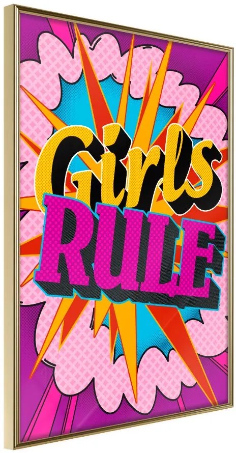 Αφίσα - Girls Rule (Colour) - 20x30 - Χρυσό - Χωρίς πασπαρτού