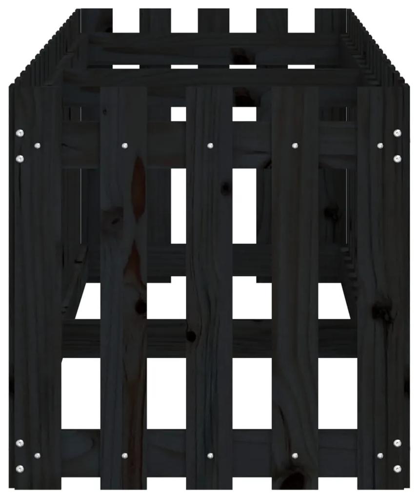 vidaXL Ζαρντινιέρα με Σχέδιο Φράχτη Μαύρη 200x50x50 εκ. Μασίφ Πεύκο