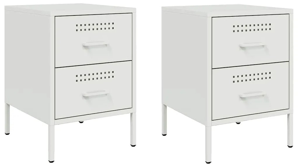 vidaXL Κομοδίνα 2 τεμ. Λευκές 36x39x50,5 εκ. Χάλυβα