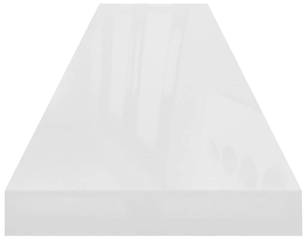 Ράφια Τοίχου Γυαλιστερά Άσπρα 2 Τεμάχια 120x23,5x3,8 εκ. MDF - Λευκό