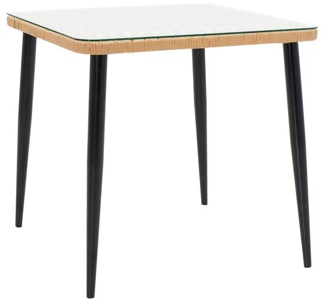 Σετ κήπου Τραπεζαρία Naoki U 5τεμ rattan pe σε Φυσικό και Μαύρο μέταλλο 80x80x78εκ. 80x80x78 εκ.