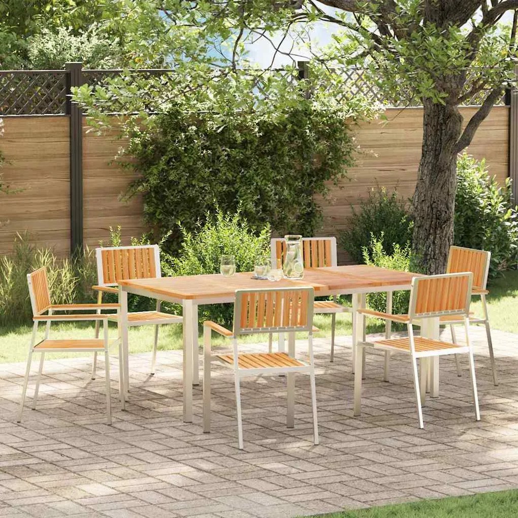vidaXL Σέτ φαγητού για κήπο 7 pcs Καφέ Μασίφ ξύλο teak