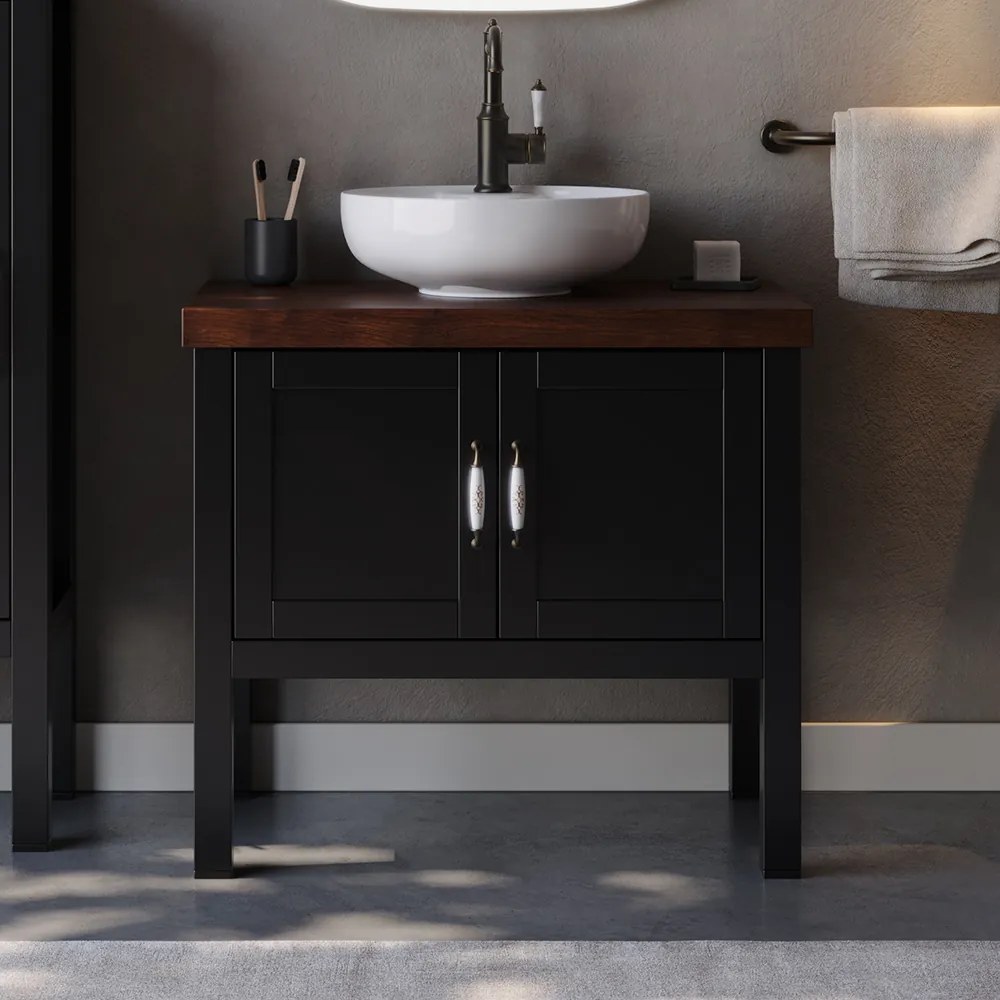 Πάγκος LONDON Μαύρο MDF Λάκα 85 S3BLON085BLM 85x50x72cm S3BLON085BLM