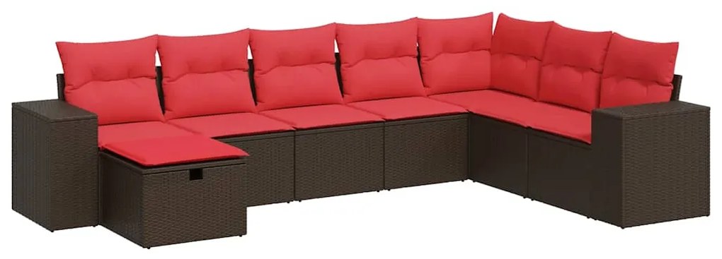 vidaXL Σαλόνι Κήπου Σετ 8 Τεμαχίων Καφέ Συνθετικό Ρατάν με Μαξιλάρια