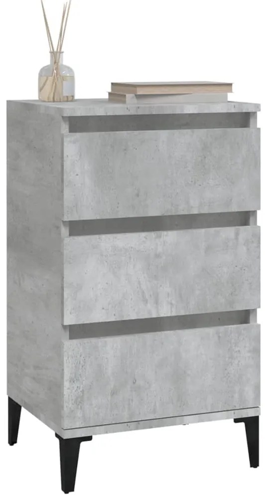 vidaXL Κομοδίνο Γκρι Σκυρ. 40x35x70 εκ. από Επεξεργασμένο Ξύλο
