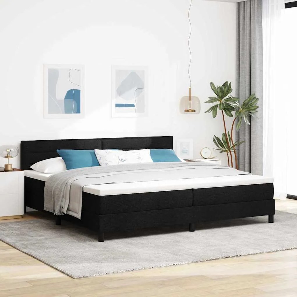 vidaXL Κρεβάτι Box Spring με Στρώμα Μαύρο 200x200 εκ Υφασμάτινο