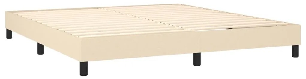 Κρεβάτι Boxspring με Στρώμα &amp; LED Κρεμ 180x200 εκ. Υφασμάτινο  - Κρεμ