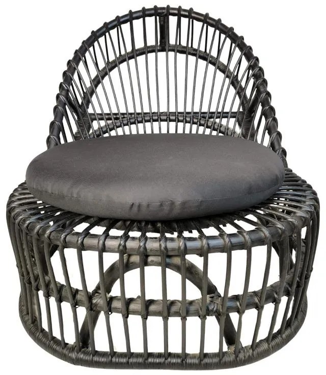 Πολυθρόνα Tromso P.E. Rattan Μαύρη με Μαύρο Μαξιλάρι 80x85x98εκ. 80x98x85 εκ.