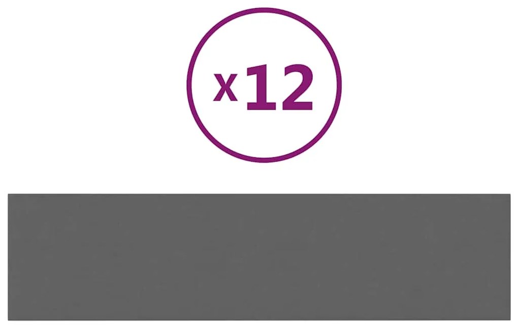 vidaXL Πάνελ Τοίχου 12 τεμ. Ανοιχτό Γκρι 60x15 εκ. 1,08 μ² Υφασμάτινα