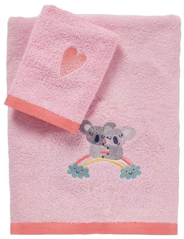 Πετσέτες Βρεφικές Κεντητές 4934 (Σετ 2τμχ) Pink Das Home Σετ Πετσέτες 70x140cm 100% Βαμβάκι