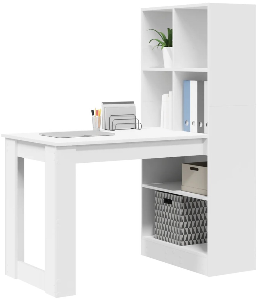 vidaXL Γραφείο Λευκό 122 x 67 x 145 εκ. Μηχανικά ξύλα και Στραθόπλακες