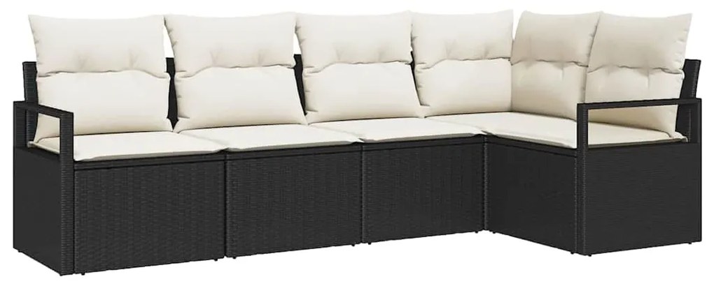 vidaXL Σετ Καναπέ Κήπου 5 pcs Μαύρο, Κρέμα Πολυ rattan, βαμμένο ατσάλι