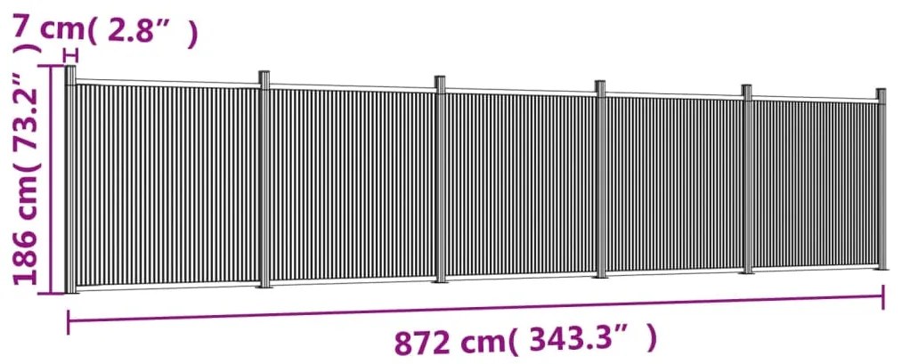 Πάνελ Περίφραξης Γκρι 872 x 186 εκ. από WPC - Γκρι
