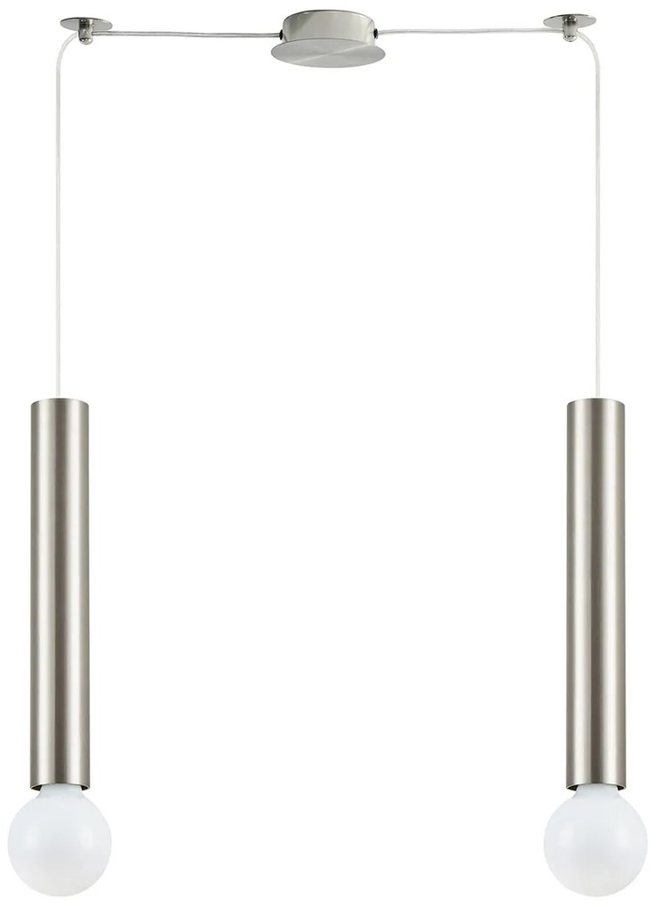 Φωτιστικό Οροφής Δίφωτο Homelighting Adept Tube 77-8661 Nickel
