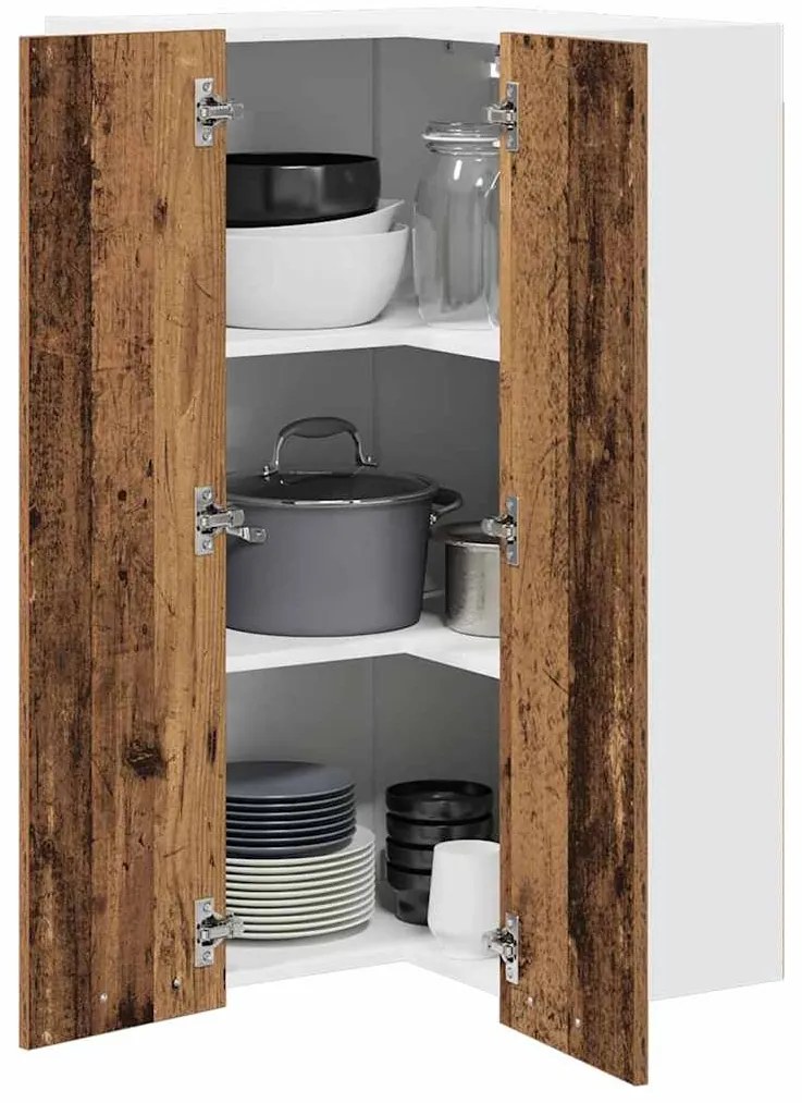 vidaXL Κρεμαστό ντουλάπι Παλαιό Ξύλο και Λευκό 57 x 57 x 100 εκ.