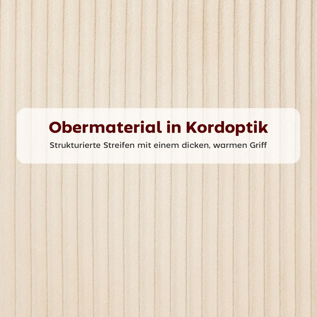 HOMCOM Καρέκλα τραπεζαρίας, κοτλέ ύφασμα, σχήμα κέλυφος, μεταλλικά πόδια, υποπόδια, μπεζ