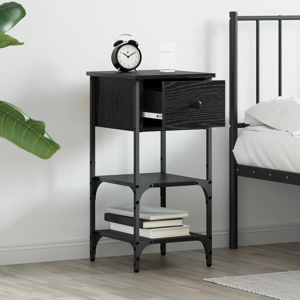 vidaXL Κομοδίνα 2 τεμαχίων Μαύρο Δρυός 34x36x70 cm Επεξεργασμένο ξύλο