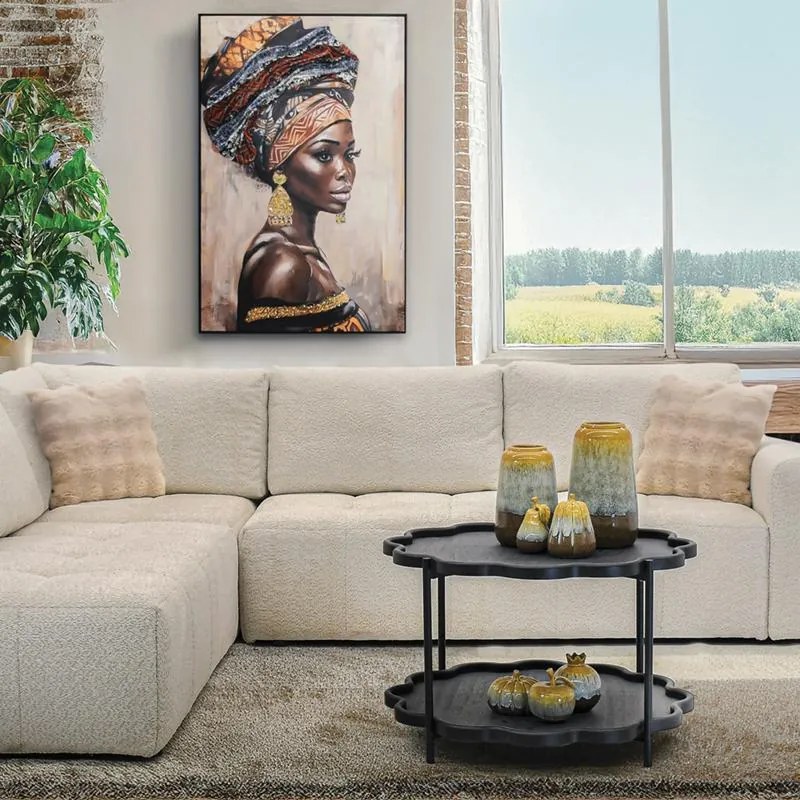 Πίνακας σε Καμβά "African lady 36214" Fylliana Μπέζ - Καφέ 80x4x120 εκ. 80x4x120 εκ.
