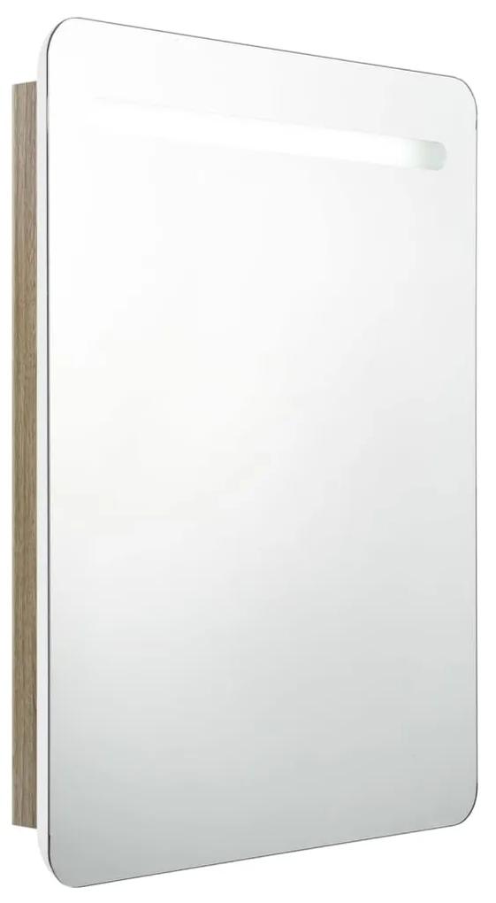 vidaXL Καθρέφτης Μπάνιου με Ντουλάπι & LED Λευκό/Δρύς 60x11x80 εκ.