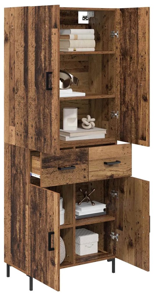 vidaXL Highboard Παλιό Ξύλο 69,5 x 34 x 180 εκ. Επεξεργασμένο ξύλο