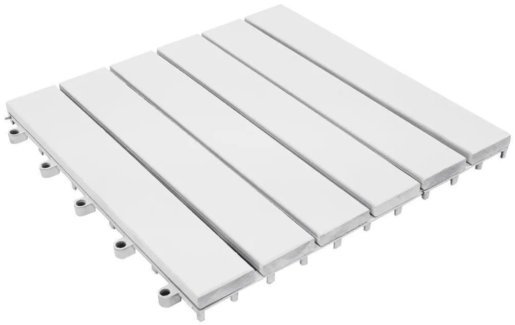 vidaXL Πλακάκια Deck 10 τεμ. Λευκά 30 x 30 εκ. από Μασίφ Ξύλο Ακακίας