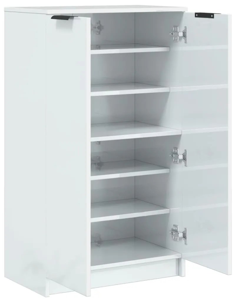 vidaXL Παπουτσοθήκη Γυαλιστερό Λευκό 59x35x100,5 εκ. Επεξεργασμένο Ξύλο