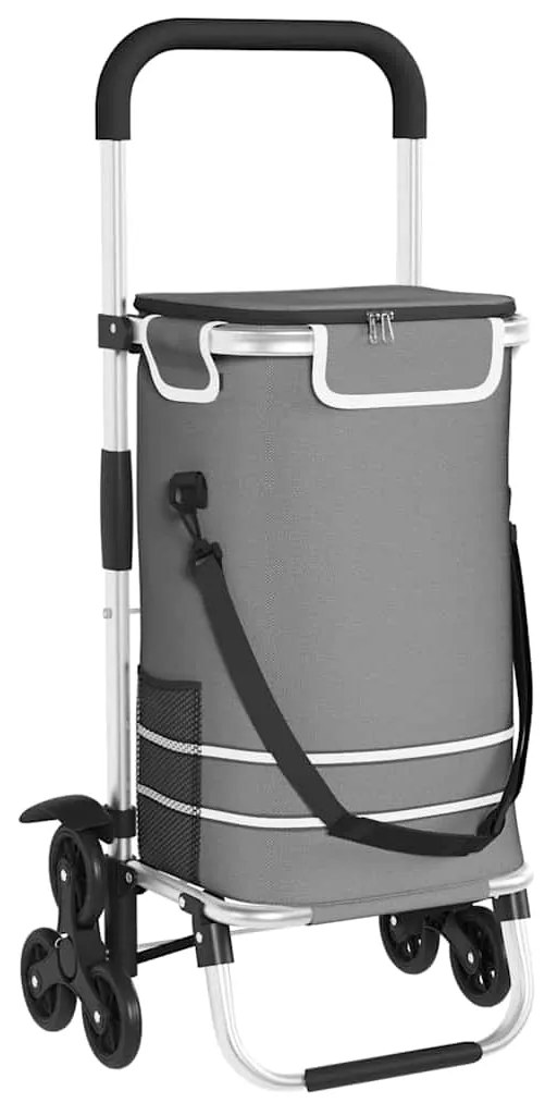vidaXL Καρότσι Αγορών Γκρι 47 x 39 x 100.5 εκ. Ύφασμα Oxford