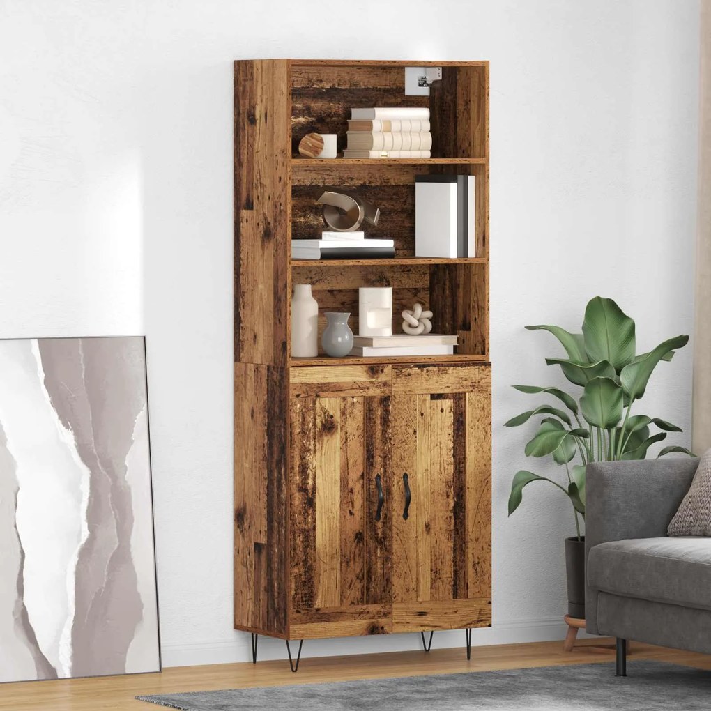 Highboard 2 pcs Παλιό ξύλο Επεξεργασμένο ξύλο