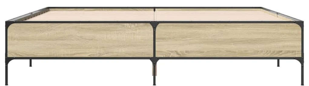 Πλαίσιο Κρεβατιού Sonoma Δρυς 200x200 εκ. Επεξ. Ξύλο &amp; Μέταλλο - Καφέ