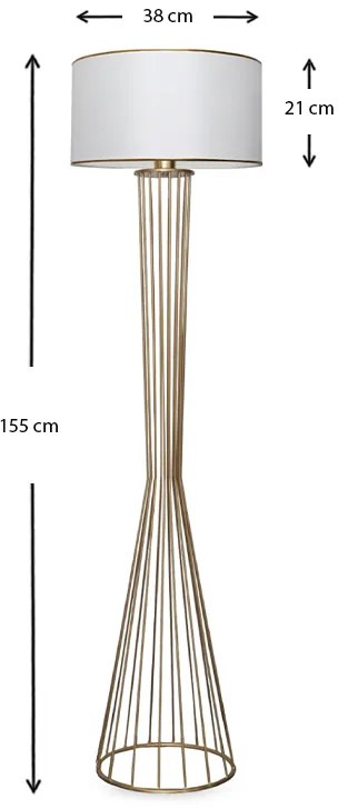 Φωτιστικό δαπέδου Clarke Megapap μέταλλο/ύφασμα χρώμα χρυσό/λευκό 38x21x155εκ.