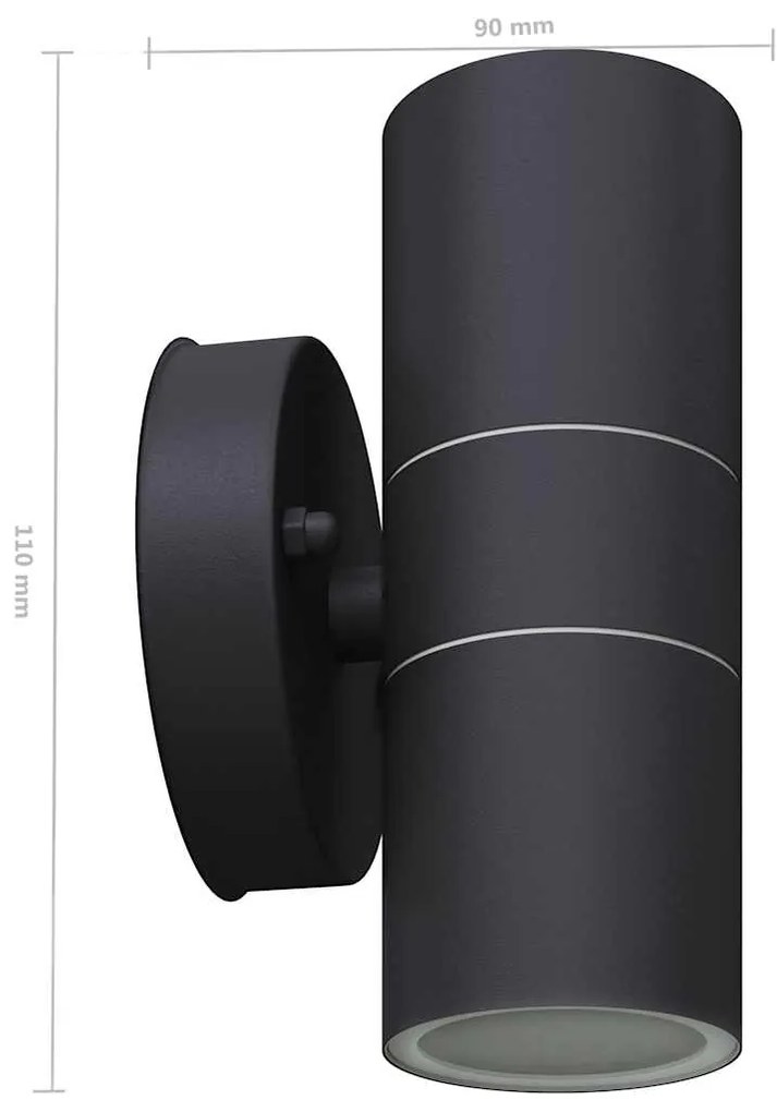 vidaXL Φωτιστικά Τοίχου LED Εξωτερικού Χώρου 2 τεμ. Ανοξείδωτο Ατσάλι