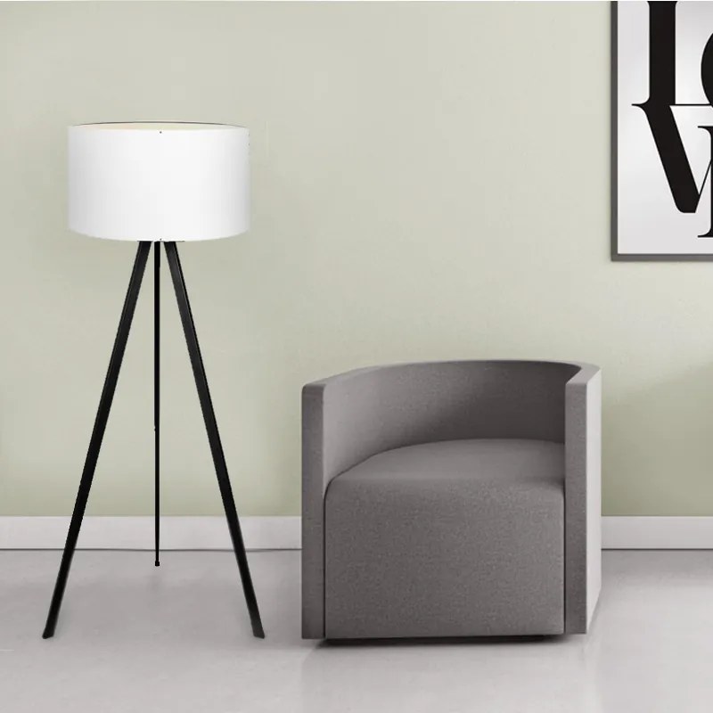 Φωτιστικό δαπέδου Rosling Megapap Mdf/ύφασμα Pvc χρώμα μαύρο - λευκό 38x38x140εκ. - GP029-0001,20
