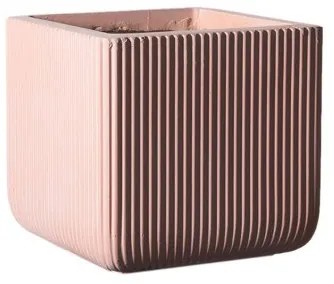 Γλάστρα Πήλινη Τετράγωνη Stripe Σομόν L 37x37x33 εκ. C-3050-8 Supergreens-C-3050-8-Ροζ C-3050-8