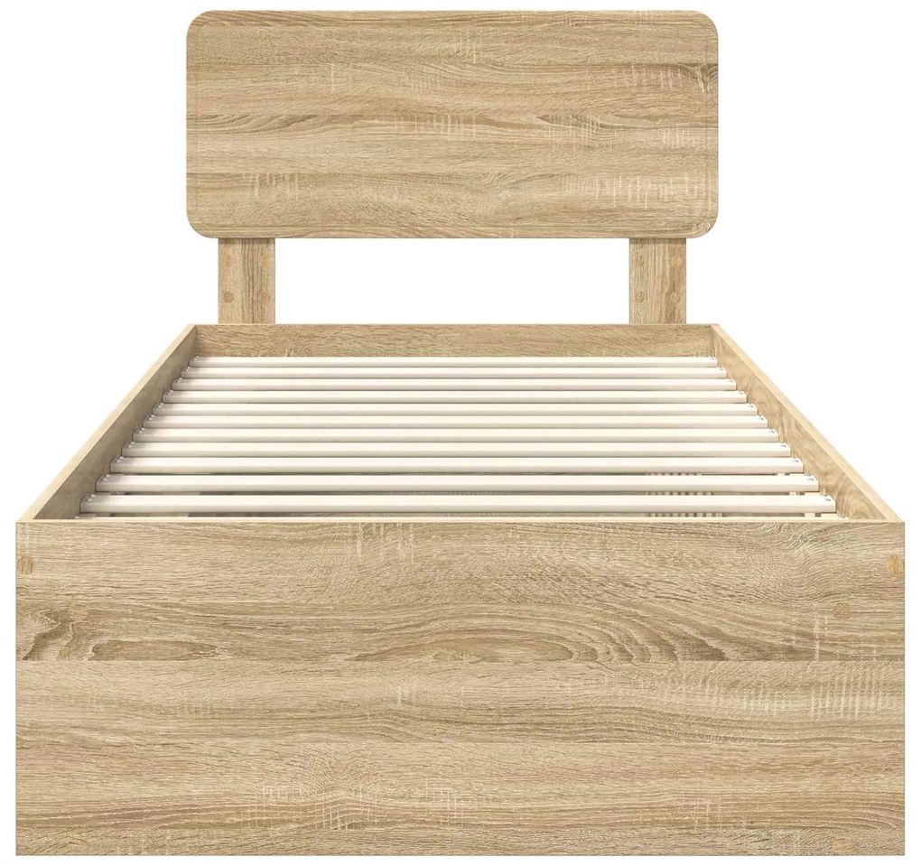 vidaXL Σκελετός Κρεβατιού Δρύς Sonoma 90 x 200 cm Στερεά ξυλεία πεύκου