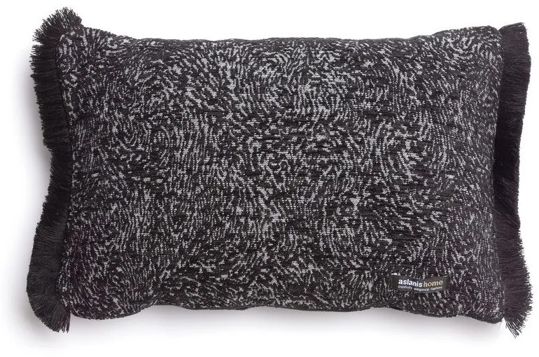 Μαξιλαροθήκη Διακοσμητική Parnassos Trimming Black-Grey Aslanis Home 30X50 Βαμβάκι-Chenille