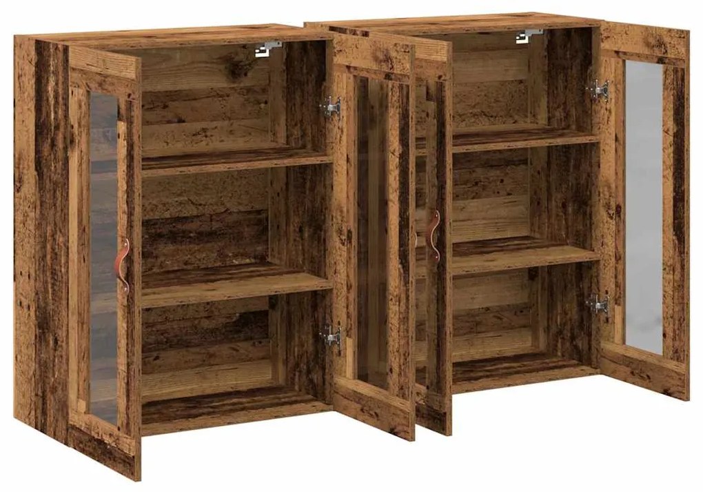 vidaXL Επιτοίχιο ντουλάπι 2 pcs Παλαιό ξύλο 69.5 x 34 x 90 εκ.