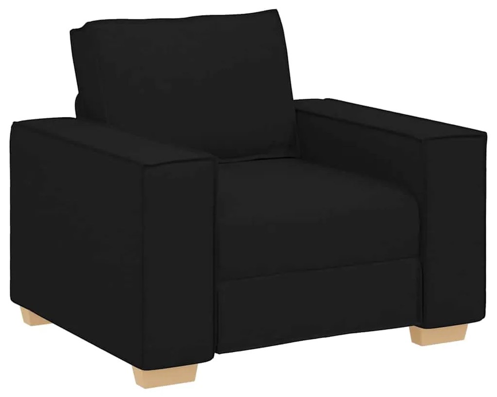 vidaXL Καναπές 3 pcs Μαύρο Ύφασμα μείγματος λινών