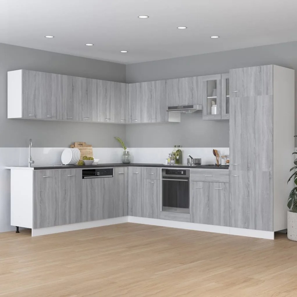 vidaXL Ντουλάπι Ψυγείου "Lyon" Γκρι Sonoma 60x57x207 εκ. από Τεχνητό Ξύλο