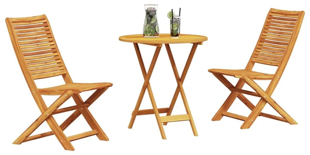 vidaXL Φορητό Σετ Μπιζερί 3 pcs Καφέ Μασίφ ξύλο ακακίας