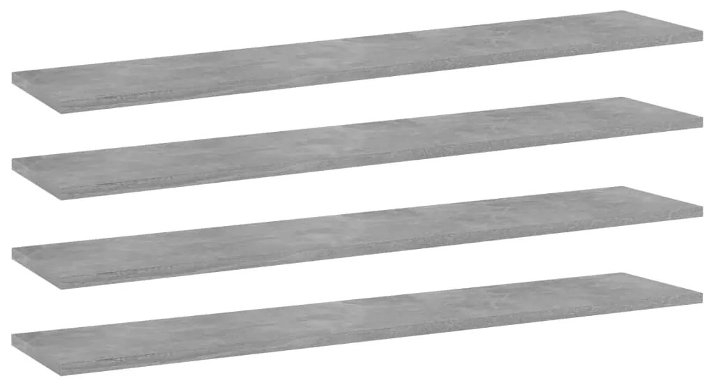 vidaXL Ράφια Βιβλιοθήκης 4 τεμ Γκρι Σκυροδ. 100x20x1,5 εκ. Επεξ. Ξύλο