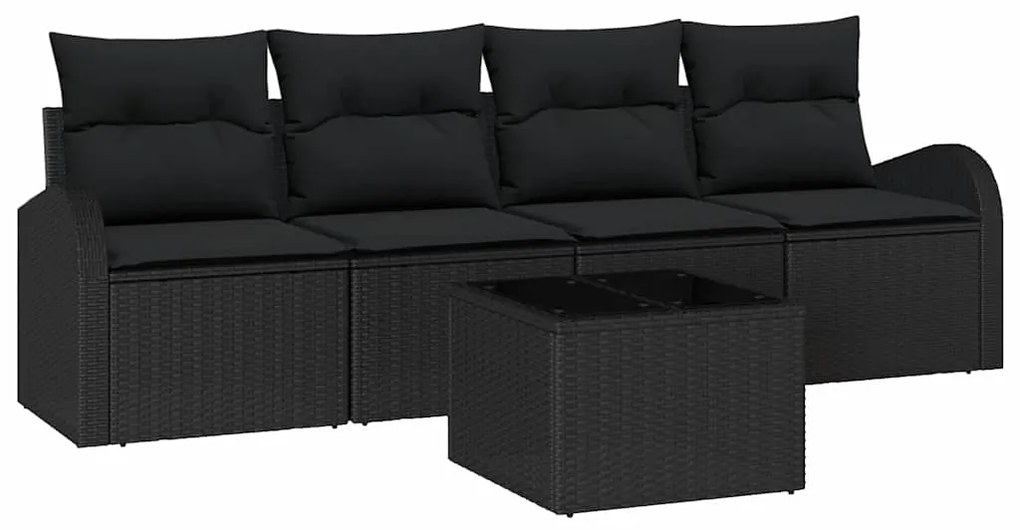vidaXL Σετ Καναπέ Κήπου 5 pcs Μαύρο 55 x 55 x 37 εκ Πολυ ράταν