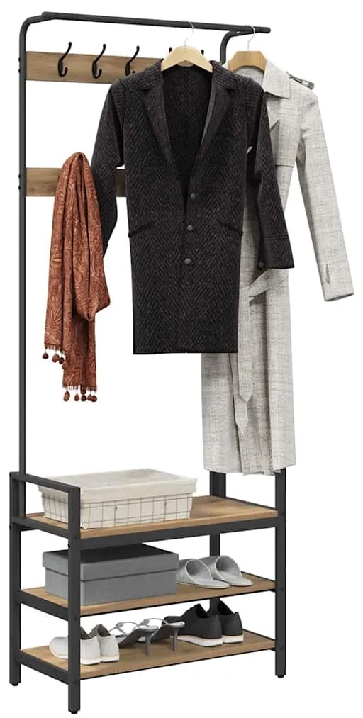 vidaXL Κρεμάστρα Artisan Oak 75 x 34 x 184 εκ Επεξεργασμένο ξύλο