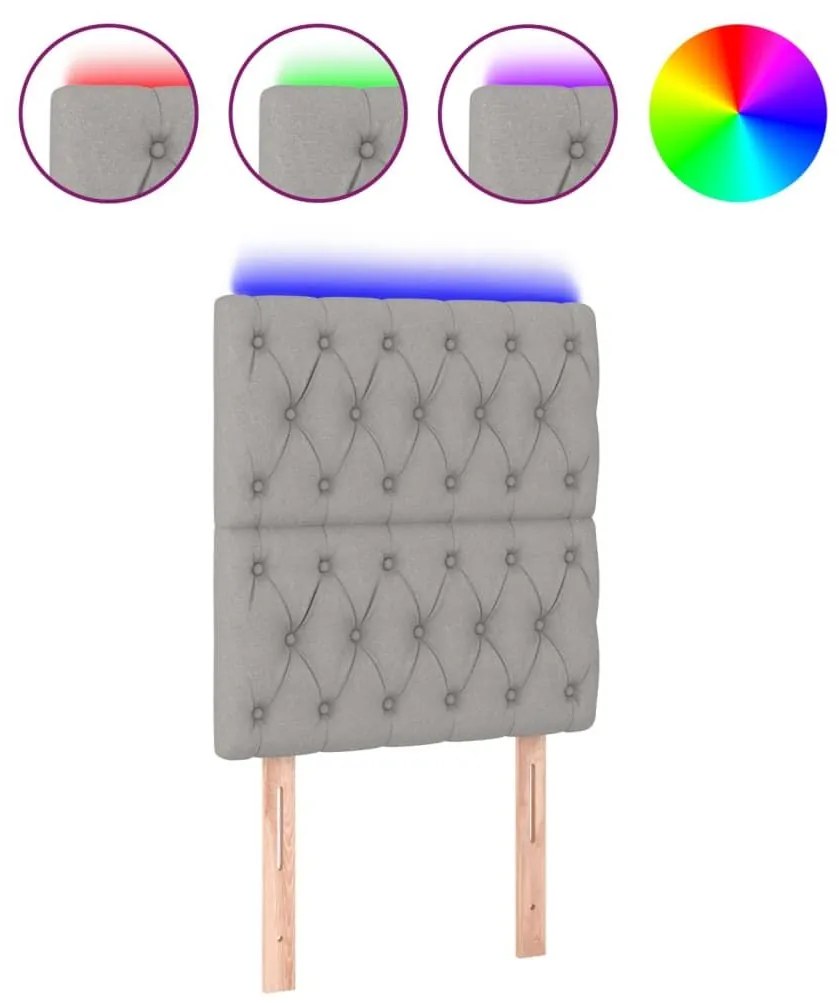Κεφαλάρι Κρεβατιού LED Ανοιχτό Γκρι 80x7x118/128εκ. Υφασμάτινο - Γκρι