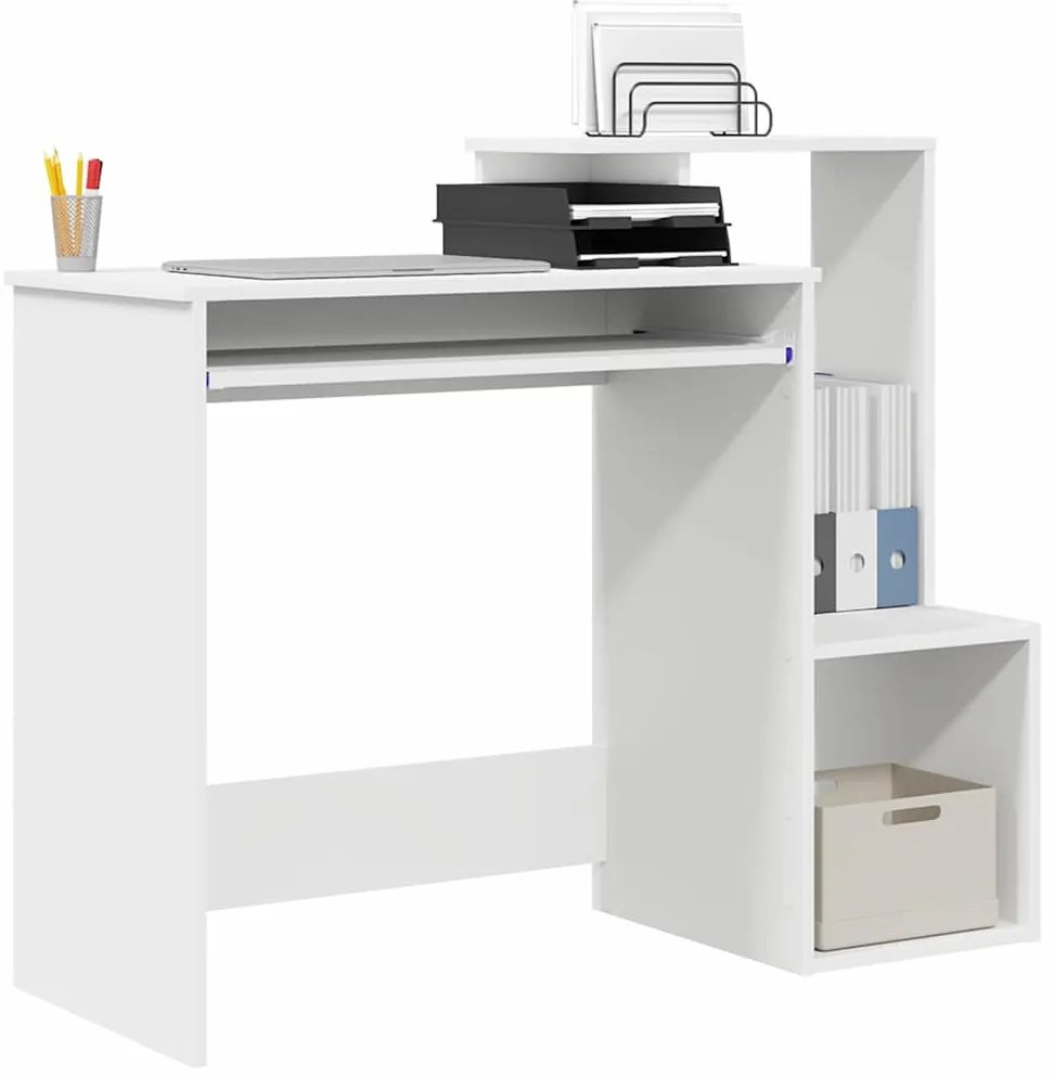 vidaXL Γραφείο με ράφι Λευκό 106 x 40 x 88.5 εκ Επεξεργασμένο ξύλο