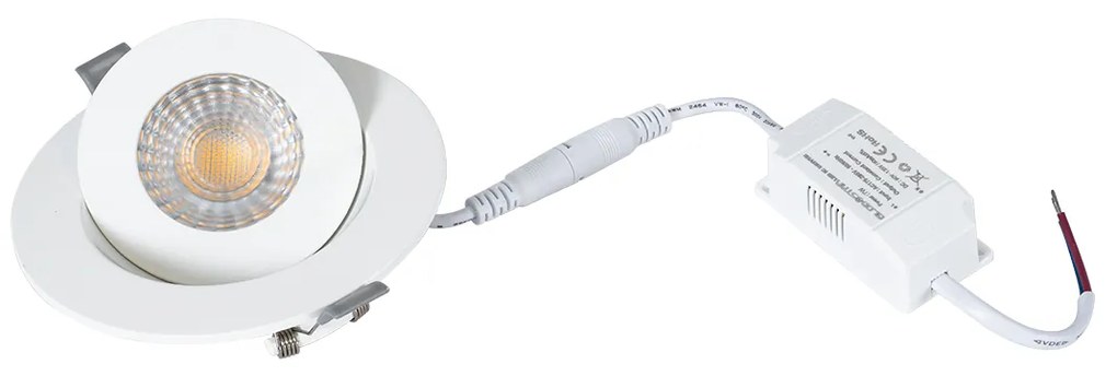 GloboStar LEXIS JOINT 60991 Χωνευτό LED Κινούμενο Spot Downlight 7W 660lm 45° AC 220-240V IP44 Φ12cm x Υ3.1cm - Στρόγγυλο - Λευκό - Θερμό Λευκό 2700K - Bridgelux Chip - TÜV Certified Driver - 5 Years Warranty