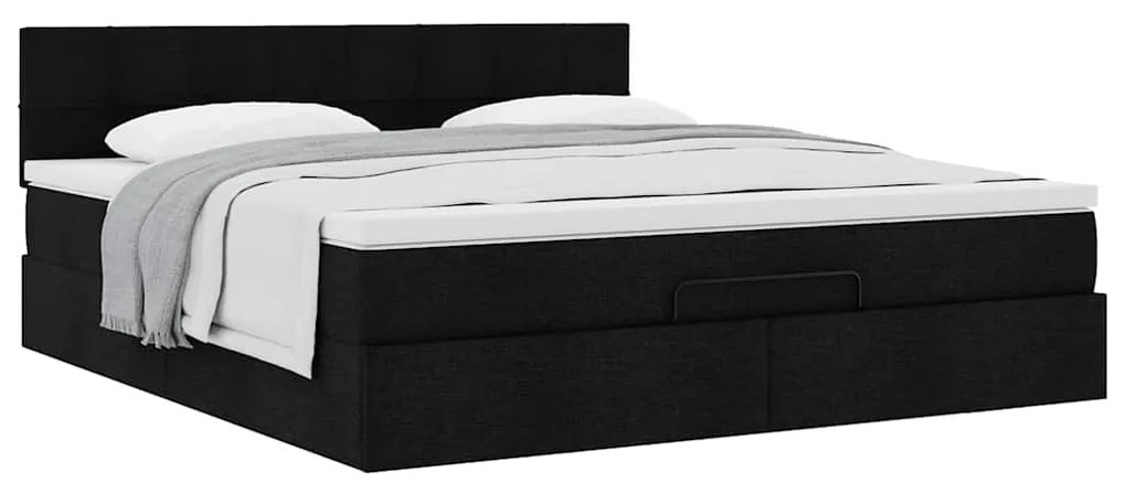 vidaXL Οθωμανικό κρεβάτι με στρώμα Μαύρο 180x200cm Ύφασμα